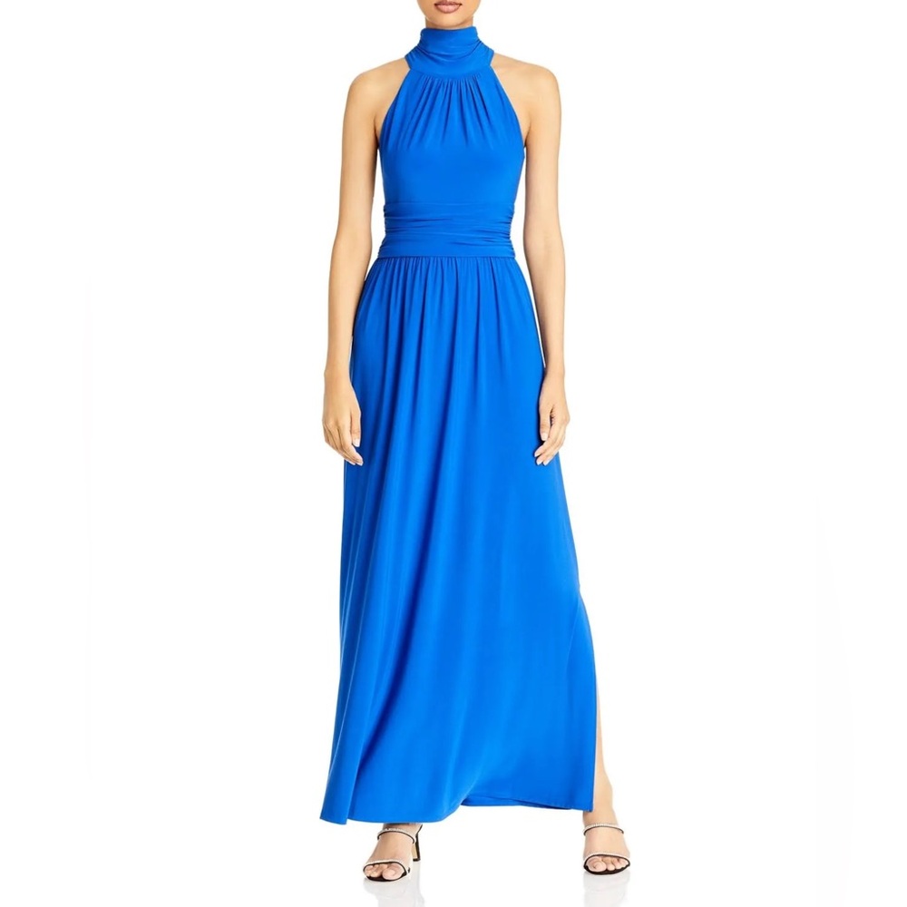 NWT Eliza J High Neck Sleeveless Maxi Dress in Cobalt Blue Size 16